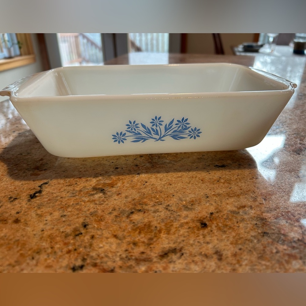 Fire King #441 Opal Glass 1 Qt Bread Loaf Baking Dish 9”x9” vintage no flaws